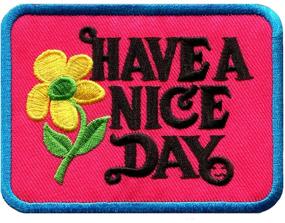 img 1 attached to 🌼 Set of 5 New Hippie Retro Boho Weed Love Applique Iron-on Patches with 70s Slogan - Have a Nice Day