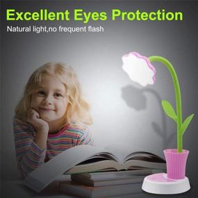 img 3 attached to 🌸 Rechargeable Kids Desk Lamp, Dimmable LED Table Lamp with Eye Protection, Touch Sensor & Pen Holder - Pink