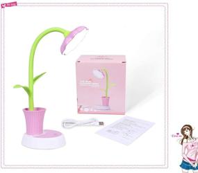 img 2 attached to 🌸 Rechargeable Kids Desk Lamp, Dimmable LED Table Lamp with Eye Protection, Touch Sensor & Pen Holder - Pink