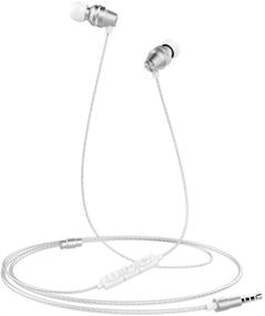 img 3 attached to 🎧 White Earbuds Stereo Earphones with Microphone - High Bass In-Ear Headphones with Mic, Volume Control, and 3.5mm Plug for Multiple Audio Devices (3.9 Ft)