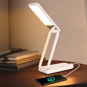 img 4 attached to 💡 Портативная безпроводная настольная лампа с USB-портом для зарядки, аккумуляторная настольная лампа (10000 мАч), регулируемая яркость 750 люмен для чтения в домашнем офисе - складной дизайн