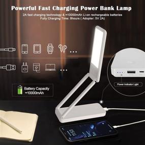 img 1 attached to 💡 Портативная безпроводная настольная лампа с USB-портом для зарядки, аккумуляторная настольная лампа (10000 мАч), регулируемая яркость 750 люмен для чтения в домашнем офисе - складной дизайн
