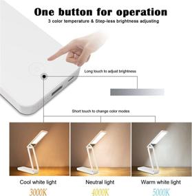 img 2 attached to 💡 Портативная безпроводная настольная лампа с USB-портом для зарядки, аккумуляторная настольная лампа (10000 мАч), регулируемая яркость 750 люмен для чтения в домашнем офисе - складной дизайн