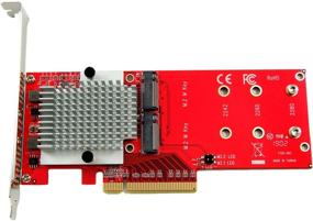 img 1 attached to Ableconn PEXM2-130 Двойная адаптерная карта для носителей PCIe NVMe M.2 SSD (ASMedia ASM2824 Switch) - Высокоскоростная поддержка 2X M.2 NGFF PCIe NVMe SSD для Mac & PC (PCIe x8, не бифуркационная материнская плата)