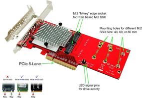 img 3 attached to Ableconn PEXM2-130 Двойная адаптерная карта для носителей PCIe NVMe M.2 SSD (ASMedia ASM2824 Switch) - Высокоскоростная поддержка 2X M.2 NGFF PCIe NVMe SSD для Mac & PC (PCIe x8, не бифуркационная материнская плата)