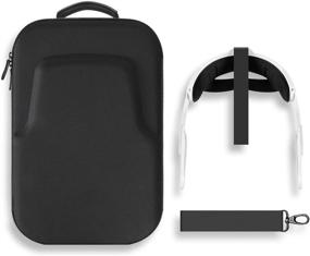 img 4 attached to 🎮 MASiKEN Black Oculus Quest 2 Head Strap and Carrying Case Kit - Lens Spacer, VR Oculus 2 Accessories, Elite Strap All-in-one Travel Case, Inner Custom Padded Interior with Shoulder Strap for Enhanced Shockproof Protection