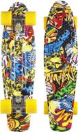 waveline skate complete 22 inch cruiser: perfect kids youth beginners skateboard with retro style pu wheels логотип