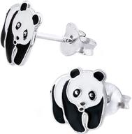 🐼 sterling silver cute panda bear stud earrings (e10394/7391) - enhance your style! logo