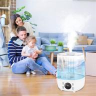 🌬️ top fill ultrasonic cool mist humidifier with essential oil diffuser - quiet humidifiers for bedroom, baby nursery, large room, and home. remote control, timer, sleep mode, auto-shut off included. logo