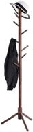 🧥 multi-purpose coat rack stand with 8 hooks: easy assembly hanger organizer for entryway, bags, clothes & more - coffee 2 logo