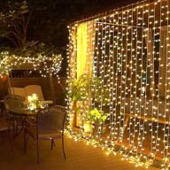 🎄 jmexsuss 300 led remote control curtain lights plug in for christmas, wedding, garden & party decor - warm white logo