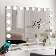 fenair bluetooth makeup vanity mirror with lights 31.5x23.6 inch, 18 led bulbs, 3 color modes, stepless dimming, large mirror with usb charging port logo