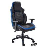🎮 геймерское кресло amazon basics с эргономичным дизайном: bluetooth колонки, микрофон, регулировка высоты - голубое. логотип