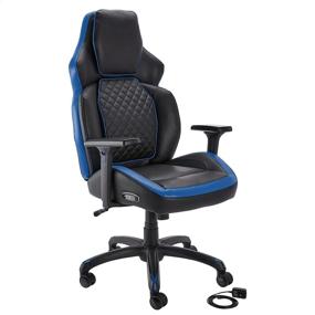 img 4 attached to 🎮 Геймерское кресло Amazon Basics с эргономичным дизайном: Bluetooth колонки, микрофон, регулировка высоты - голубое.