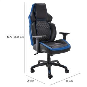 img 3 attached to 🎮 Геймерское кресло Amazon Basics с эргономичным дизайном: Bluetooth колонки, микрофон, регулировка высоты - голубое.