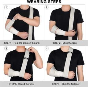 img 3 attached to 🤕 SupreGear Arm Sling 71 inch / 180cm (Grey) - Adjustable Lightweight Shoulder Immobilizer for Comfortable Medical Support of Injured Arm, Hand, Elbow - Breathable Shoulder Support