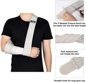 img 2 attached to 🤕 SupreGear Arm Sling 71 inch / 180cm (Grey) - Adjustable Lightweight Shoulder Immobilizer for Comfortable Medical Support of Injured Arm, Hand, Elbow - Breathable Shoulder Support