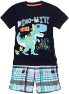 coralup 4-5 years toddler dinosaur printed sleeve boys' clothing set logo