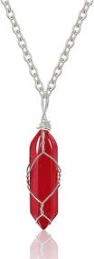 img 4 attached to 💎 Natural Red Carnelian Crystal Healing Necklace for Women and Girls, Carnelian Gemstone Pendant Necklace with Agate Beads