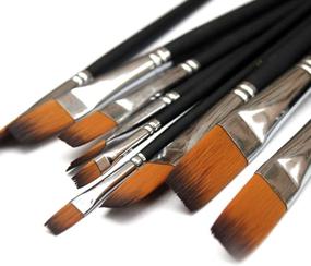 img 2 attached to 🖌️ Ultimate 9-Piece Marrywindix Artist Brush Set for Acrylic Watercolor - Professional Flat Pointed Tip Nylon Hair Brushes in Sleek Black Design