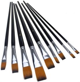 img 4 attached to 🖌️ Ultimate 9-Piece Marrywindix Artist Brush Set for Acrylic Watercolor - Professional Flat Pointed Tip Nylon Hair Brushes in Sleek Black Design