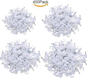 img 2 attached to 🔗 400-Pack Round Cable Wire Clips (4mm 6mm 8mm 10mm) for Effective Cable Management - Ideal for RG6 RG59 CAT5 CAT6 RJ45 Electrical Ethernet Dish TV Speaker Wire Cord Tie Holder - Single Coaxial Nail Clamps Included