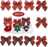🎄 enhance your christmas spirit with lessmo 9 pcs decorative bows - perfect for wreaths, trees, gifts, and parties! logo