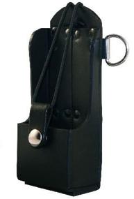 img 1 attached to 📻 Boston Leather Radio Holder - Sleek and Stylish Plain Black Design for Effortless Use!