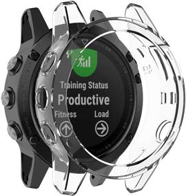 img 4 attached to 📲 White Silicone Protective Case Bumper Sleeve Shell Frame Cover for Garmin Fenix 5 Plus Smartwatch - Suitable Fit for Garmin Fenix 5
