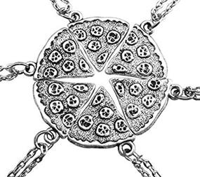 img 3 attached to Набор ожерелий "MJartoria Лучшие подруги" - 6 ожерелий с кульками в форме пиццы в античном серебристом цвете