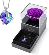 🌹 real preserved purple rose with heart necklace -perfect gifts for her on christmas, valentine's day, mother's day, anniversary, or birthday- ideal for mom, wife, girlfriend, grandma- express your love with i love you gifts for women - eleshow logo