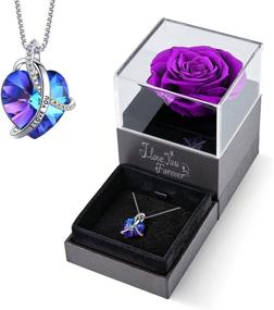img 4 attached to 🌹 Real Preserved Purple Rose with Heart Necklace -Perfect Gifts for Her on Christmas, Valentine's Day, Mother's Day, Anniversary, or Birthday- Ideal for Mom, Wife, Girlfriend, Grandma- Express Your Love with I Love You Gifts for Women - EleShow