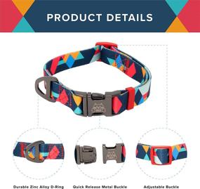 img 3 attached to Stylish VRPAWS Adjustable Dog Collar – Blue Red Orange Geometric Pattern for Comfortable Daily Walks, Hiking & Training (Large, Ocean)