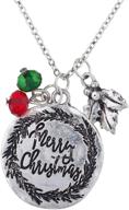 lux accessories burnished silvertone christmas holiday 🎄 charm pendant necklace: add festive sparkle to your outfit! logo