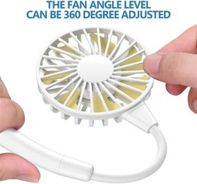 img 1 attached to 🌀 Hands-Free Neck Fan, Portable Mini USB Rechargeable Personal Fan with 2000mAh Battery, 360-Degree Adjustable Wearable Neckband Fan, Cooler Fan with 3 Speeds for Travel, Outdoor Activities, Office, and Room Cooling (White)