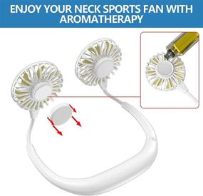 img 3 attached to 🌀 Hands-Free Neck Fan, Portable Mini USB Rechargeable Personal Fan with 2000mAh Battery, 360-Degree Adjustable Wearable Neckband Fan, Cooler Fan with 3 Speeds for Travel, Outdoor Activities, Office, and Room Cooling (White)