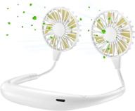 🌀 hands-free neck fan, portable mini usb rechargeable personal fan with 2000mah battery, 360-degree adjustable wearable neckband fan, cooler fan with 3 speeds for travel, outdoor activities, office, and room cooling (white) logo