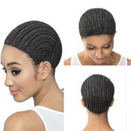 🧶 wome black braided wig caps crochet braids cap for easy sew in - 3pcs/lot braiding wig caps, size l logo