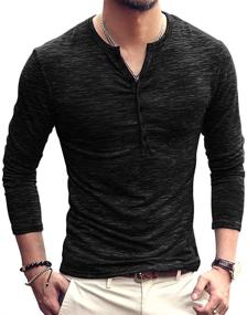 img 3 attached to JXEWW Henley Tshirts Cotton Sleeves Men's Clothing and Shirts