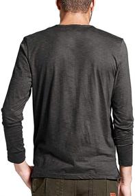 img 2 attached to JXEWW Henley Tshirts Cotton Sleeves Men's Clothing and Shirts