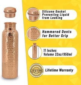 img 3 attached to 🧪 Kitchen Science Copper Water Bottle: 32oz/950ml, Lab-Tested, Leak-Proof & Ayurvedic