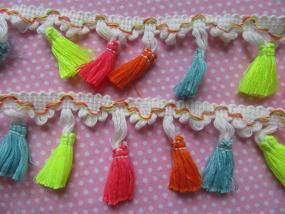 img 1 attached to 6 Yards of YYCRAFT Rainbow Tassel Trim Cotton Fabric Ribbon Fringe for Sewing, Home Decor with White Edge