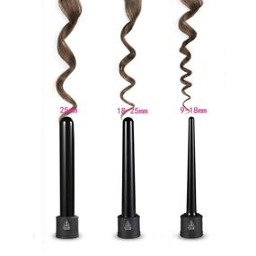 img 2 attached to 🔥 Zealite 3-in-1 Curling Iron Set with Interchangeable Ceramic Barrels & Free Heat Resistant Glove - Black