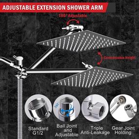 img 1 attached to 💦 High Pressure 10-inch Rainfall Shower Head Set - wuyule, with Handheld Shower Combo, Stainless Steel Bath Shower Head, 9 Settings, Anti-leak Feature, Includes Holder