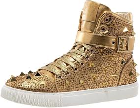 img 4 attached to Rhinestone Metallic Ornament High Top Sneakers Men's Shoes in Fashion Sneakers