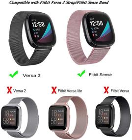 img 3 attached to 📿 SINPY 2-пакет металлического ремешка для Fitbit Versa 3, магнитная застежка, стальная петля, замена браслета - черный/серебристый