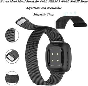 img 2 attached to 📿 SINPY 2-пакет металлического ремешка для Fitbit Versa 3, магнитная застежка, стальная петля, замена браслета - черный/серебристый