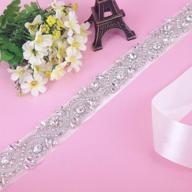 💍 trlyc white ribbon sash bridal wedding dress: elegant rhinestone vintage beaded crystal belt logo