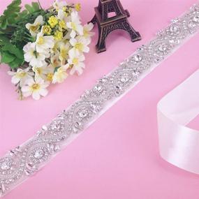 img 1 attached to 💍 TRLYC White Ribbon Sash Bridal Wedding Dress: Elegant Rhinestone Vintage Beaded Crystal Belt