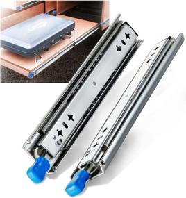 img 4 attached to 🔒 YENUO Heavy Duty Locking Drawer Slides: Full Extension 26 Inch Side Mount with Ball Bearing Metal Rails - 225lb Capacity, 1 Pair